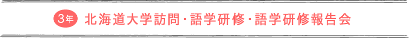 3年：北海道大学訪問・語学研修・語学研修報告会