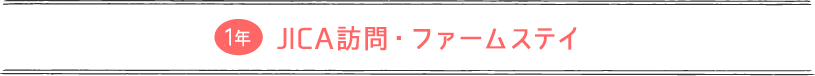 1年：JICA訪問・ファームステイ